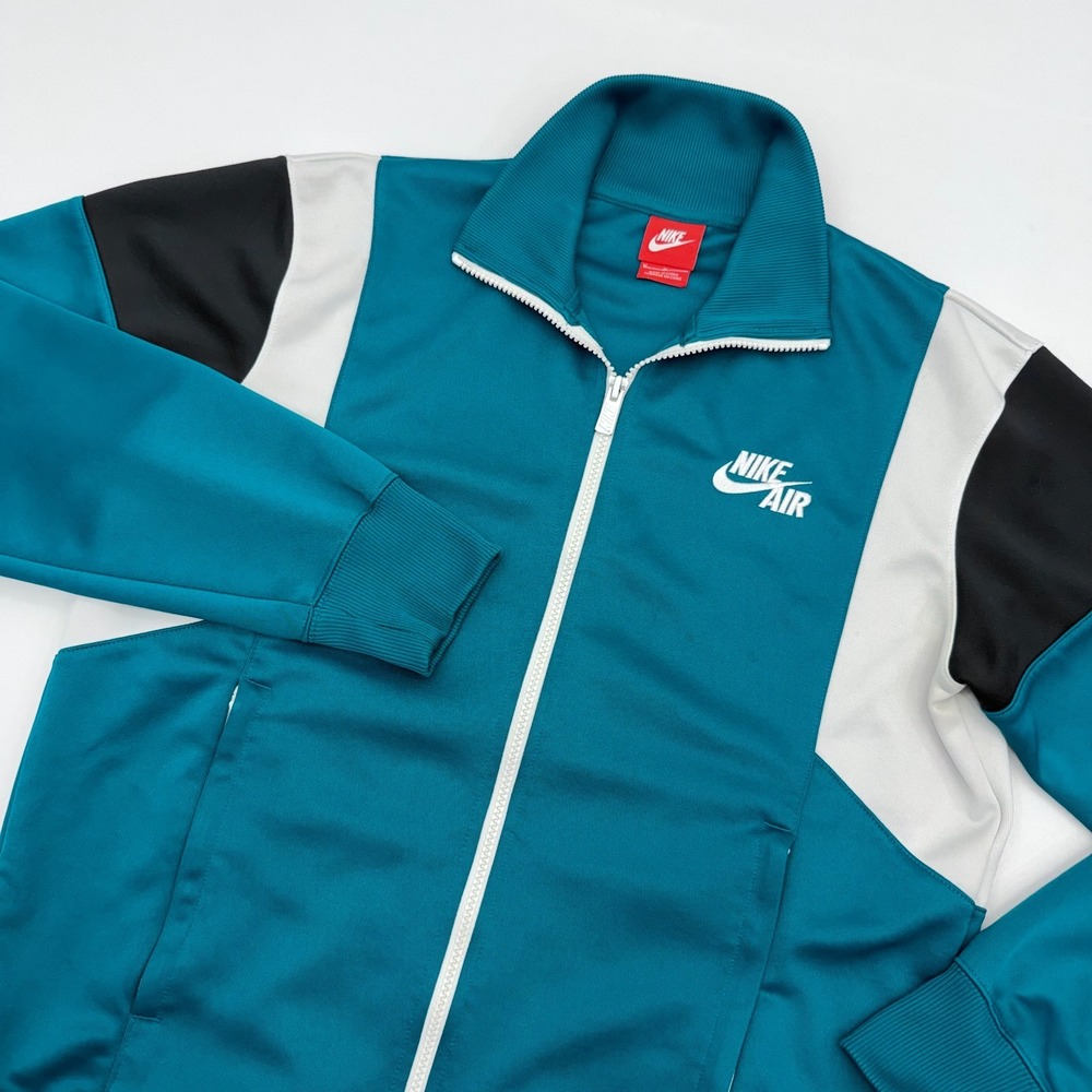 Nike AIR‎ Time 2.0 Retro Track Jacket Mens Medium Full Zip Basketball Turquoise
